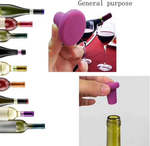Miniatura 2 de Paquete de 4 tapones de vino selladores de vino a prueba de fugas, reutilizables, corchos de silicona, tapones para bebidas, tapas superiores