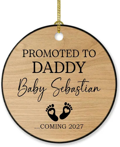 Miniatura 15 de Adorno personalizado para bebé que llega 2027, adorno de Navidad de Bump, elige el nombre del bebé y el año de Navidad para el nuevo abuelo abuela