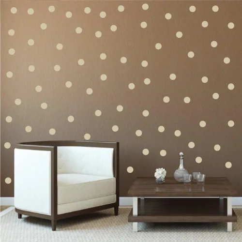 Miniatura 3 de Adhesivos decorativos de vinilo para pared, diseño de círculos de lunares, fácil de despegar y pegar, adhesivos decorativos extraíbles para Beige