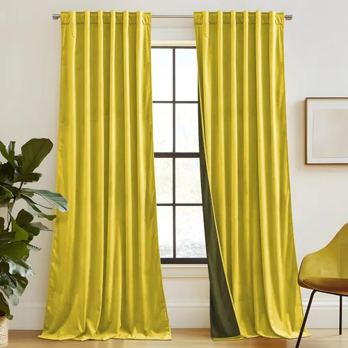 Miniatura 70 de RYB HOME - Cortinas de terciopelo beige, cortinas decorativas resistentes con pestaña trasera, cubierta de privacidad para oscurecer habitación