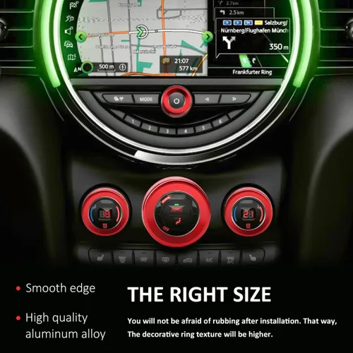 Miniatura 6 de Auovo Cubiertas de perilla de volumen para MINI Cooper - Compatible con anillos de interruptor de aire acondicionado 2014-2022