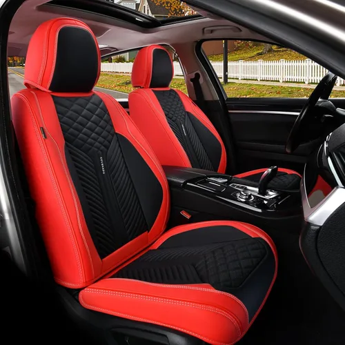 Miniatura 15 de Coverado Juego completo de fundas de asiento, fundas de asiento de piel sintética transpirable de 5 asientos para automóviles, funda de asiento