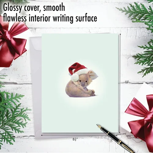Miniatura 3 de The Best Card Company - Tarjeta de Navidad de animales grandes para hombres y mujeres (8.5 x 11 pulgadas) - Adorable tarjeta de notas de vacaciones