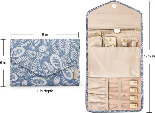 Miniatura 7 de Bagsmart - Organizador de joyas plegable de viaje para anillos, collares, pulseras, aretes, Blanco (White Leaf), S