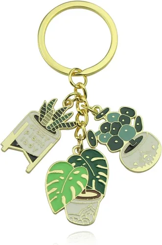 Caiyao Golden Ladies - Llavero con forma de suculenta en maceta, lindo llavero para bolsa, monederos, llaves, accesorios de bricolaje, Verde