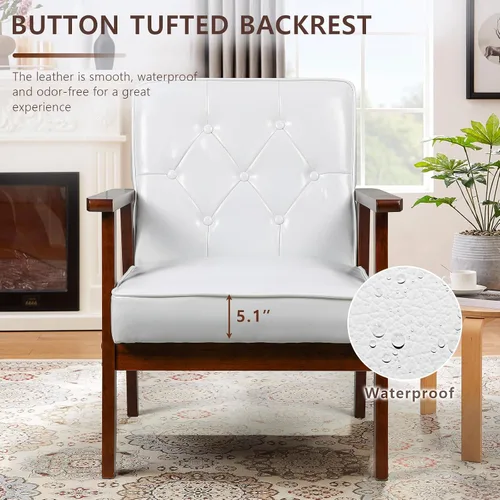Miniatura 4 de OFIKA Juego de 2 sillas decorativas, tapizadas y gruesas, sillón de lectura retro con cojín suave, sillón de salón para sala de estar, dormitorio