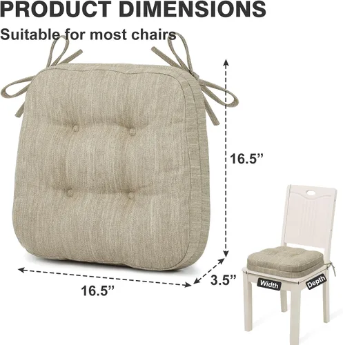 Miniatura 6 de Shinnwa Juego de 2 cojines para silla de comedor, cojines para silla de cocina de espuma viscoelástica de doble capa, almohadillas de asiento