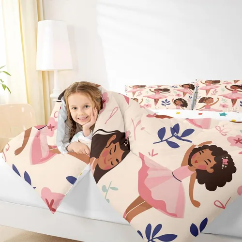 Miniatura 158 de Erosebridal Juego de ropa de cama de princesa de ballet, tamaño Queen, juego de edredón de 3 piezas para niñas bailarinas de ballet, lindo juego