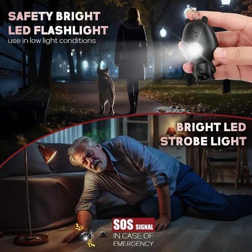 Miniatura 3 de Alarma de seguridad personal para mujeres, alarma personal recargable para mujeres, niños y ancianos, sirena fuerte de 130 dB, luz estroboscópica