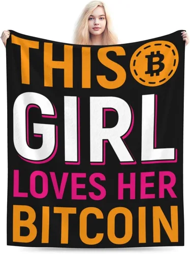 Manta de franela con texto en inglés «This Girl Loves Her Bitcoin» para sofá o cama, suave y cómoda, de 40 x 30 pulgadas, antibolitas