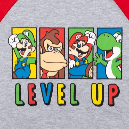 Miniatura 5 de Super Mario Paquete de 2 camisetas gráficas de manga larga para niños pequeños, rojoazulgris