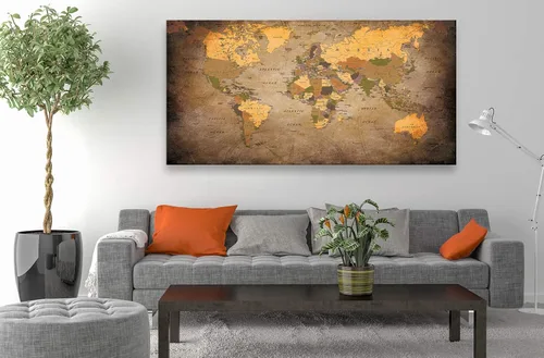 Miniatura 4 de B0550 - Póster de mapa del mundo, lienzo para pared, diseño moderno enmarcado del mundo, decoración de oficina en casa, mapas, impresiones