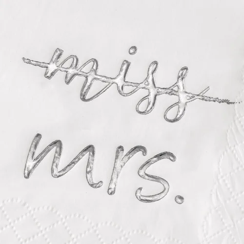 Miniatura 4 de Crisky Servilletas de cóctel plateadas de 3 capas de Miss to Mrs para despedida de soltera, compromiso, despedida de soltera, postre, mesa