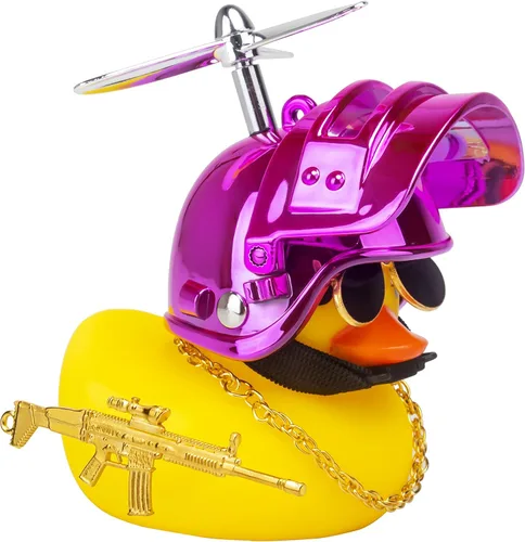 Miniatura 22 de wonuu Adornos de pato de goma para automóvil, pato amarillo fresco, decoraciones de tablero de automóvil, gafas chirriantes de pato con casco de Y