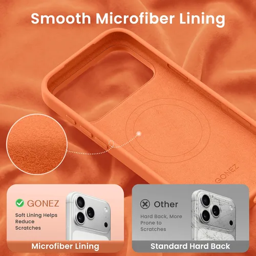 Miniatura 632 de GONEZ Funda de silicona para iPhone 15 Pro Max, compatible con Magsafe, protector de cámara + protector de pantalla, forro de microfibra suave