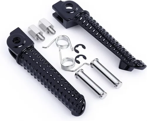 Miniatura 3 de Estriberas delanteras compatibles con Yamaha YZF R1 R6 R6S, reposapiés de motocicleta de aluminio negro con textura de alto agarre, pedales