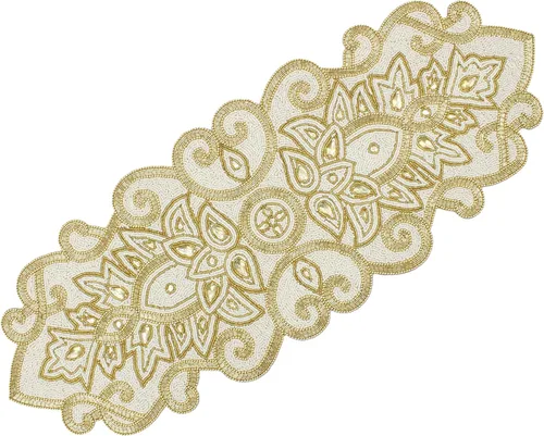 Miniatura 9 de COTTON CRAFT Happy Hunting - Camino de mesa hecho a mano con cuentas, huevos de Pascua, conejo, conejo, almuerzo, cena, celebración, fiesta