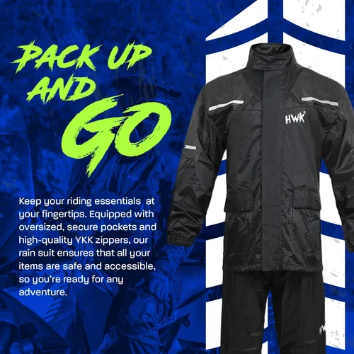 Miniatura 5 de HWK Traje de lluvia para motocicleta para hombres y mujeres, equipo de lluvia para motocicleta impermeable de dos piezas con chaqueta y pantalones