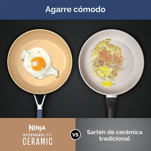 Miniatura 4 de Ninja Juego de utensilios de cocina de cerámica, Extended Life - Juego de utensilios de cocina de 11 piezas con agarre cómodo, sartenes