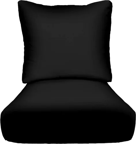 RSH DECOR Cojín para silla de asiento profundo para interiores y exteriores con respaldo de almohada, tela de poliéster para todo tipo de clima,