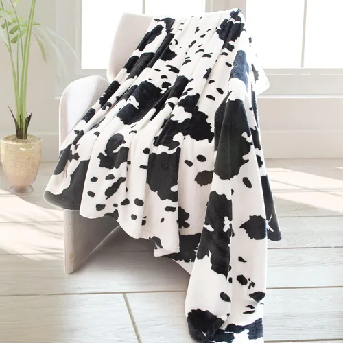 Miniatura 15 de HSEEC Manta de felpa azul con estampado de vaca, manta pequeña de franela de forro polar suave para sofá, 40 x 50 pulgadas