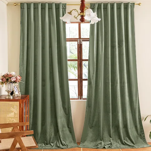 Miniatura 13 de YOFUN Cortinas de terciopelo negro de 84 pulgadas de largo, con pestaña trasera, paneles de protección de privacidad