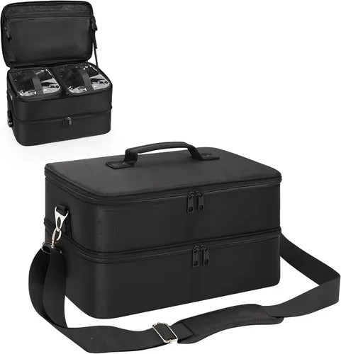 Miniatura 9 de Estuche de maquillaje extra grande, bolsa de viaje para artistas de maquillaje profesional, doble capa, ligera, XL, estuche organizador de viaje