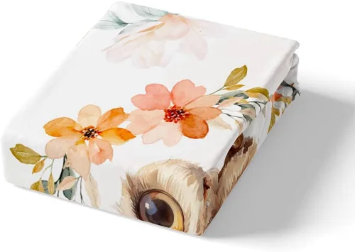 Miniatura 5 de Manfei Sábana bajera ajustable de búho de dibujos animados, tamaño individual, juego de ropa de cama de flores en acuarela de 2 piezas para Multi 09