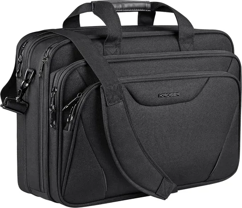 KROSER Bolsa para laptop Premium Maletín para laptop hasta 17.3 pulgadas, bandolera expansible repelente al agua, bolsa para computadora para