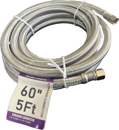 Miniatura 8 de EZ-FLUID Línea de agua para nevera de 12 pulgadas, 1 pie x 1/4 pulgadas, conexión hembra de comp. de acero inoxidable, manguera de agua trenzada
