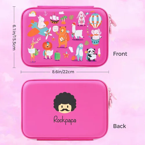 Miniatura 2 de rockpapa Let's Go Travel - Estuche para lápices para niños y niñas, hipopótamo, conejo, elefante, panda, león, oso, oveja, caja de lápices