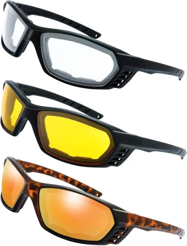 Gafas de Motocicleta con Marco Acolchado y Lentes que Bloquean 100% UVB/UVB para Actividades al Aire Libre y Deportes 8-negro mate/tortuga