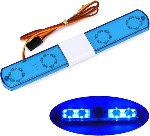 Miniatura 28 de 2 luces LED ultra brillantes de policía, lámpara estroboscópica de flash giratorio, 5 modos para 1/8 1/10 1/14 RC coche extinción de incendios