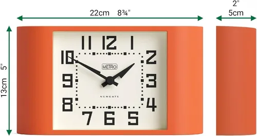 Miniatura 3 de NEWGATE® Mini reloj de escritorio Metro Reloj de repisa retro Negro Estilo de mediados de siglo para escritorio, mesa, estante o mesita