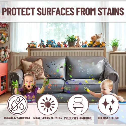Miniatura 3 de Evelots - Funda de sofá biplaza de plástico transparente - Funda de vinilo gruesa y resistente de 2 asientos para proteger contra los arañazos