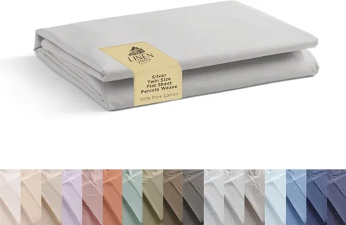 Miniatura 83 de Sábanas de 100% algodón percal, tamaño King, 1 sábana encimera, ropa de cama fresca, resistente y transpirable, crema