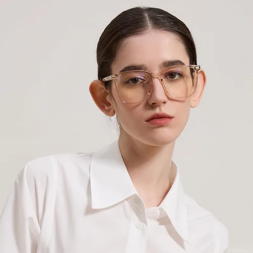 Miniatura 3 de Oversized Square Blue Light Blocking Glasses for Women Men, Anti-Fatigue Computer Monitor Glasses Reduce Eye Strain Negro+marrón transparente