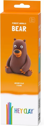 HEY CLAY Forest Animals - Claymate Bear - Kit de arcilla seca al aire con 3 latas y herramientas de escultura con divertidas instrucciones