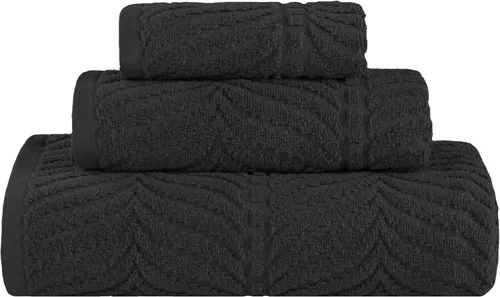 Miniatura 39 de Superior Juego de toallas surtidas de algodón Chevron de 12 piezas, cero torsión, secado rápido, artículos esenciales para el hogar, ducha, spa
