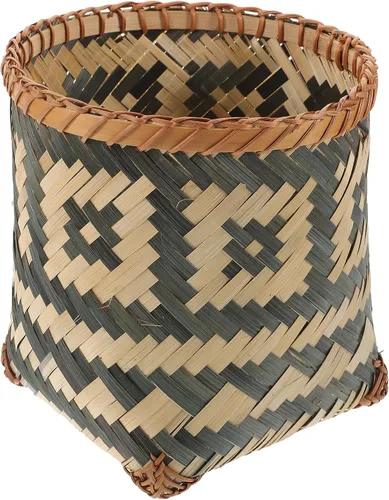 Wakauto Cesta de basura tejida de bambú multifuncional, cesta de almacenamiento ecológica compacta para baño, dormitorio, sala de estar,