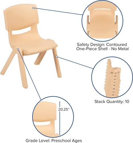 Miniatura 5 de Flash Furniture - Silla escolar apilable de plástico azul con altura de asiento de 10 1/2 pulgadas