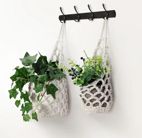 Miniatura 4 de Paquete de 2 Maceteros de Pared para Plantas de Interior, Colgador de Plantas de Macramé Macetero de Pared, Colgador de Plantas, Macetero Colgante