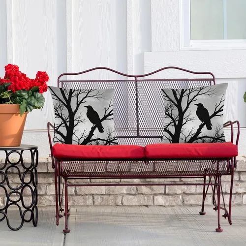 Miniatura 4 de Swono Raven - Juego de 2 fundas de almohada cuadradas de 18 x 18 pulgadas, diseño de pájaro salvaje, cuervos negros en rama de árbol, para el hogar