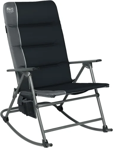 Timber Ridge Silla mecedora plegable de gran tamaño, acolchada para exteriores con respaldo alto, silla portátil al aire libre para patio, jardín,