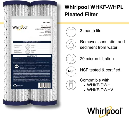 Miniatura 2 de Whirlpool Cartucho de repuesto de filtro de agua de sedimentos de 2.5 x 10 pulgadas WHKF_WHPL, certificado NSF de 20 micrones, protege