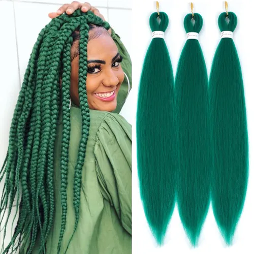 Miniatura 14 de Extensiones de cabello trenzado preestirado colorido, 3 colores, mezcla de cabello trenzado para niñas, 26 pulgadas, 3 paquetes