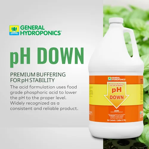 Miniatura 2 de General Hydroponics pH Down Líquido Premium Tampón para la estabilidad del pH, 1 galón
