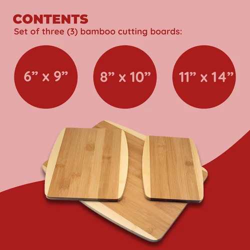Miniatura 2 de Tabla de cortar de bambú, juego de tablas de cortar: ideal para preparar comidas y servir, embutidos, tablas de cortar de madera ecológicas