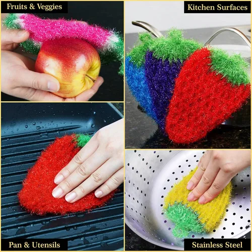 Miniatura 5 de Dish Scrubbie Limpiador de platos antiarañazos, de larga duración y sin olor, seguro en antiadherente, hierro fundido, vidrio y otras superficies