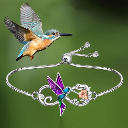 Miniatura 5 de Hummingbird Sea Turtle Chakra Lotus Bracelet for Women 925 Sterling Silver Jewelry Charms Birthday Valentines Gifts